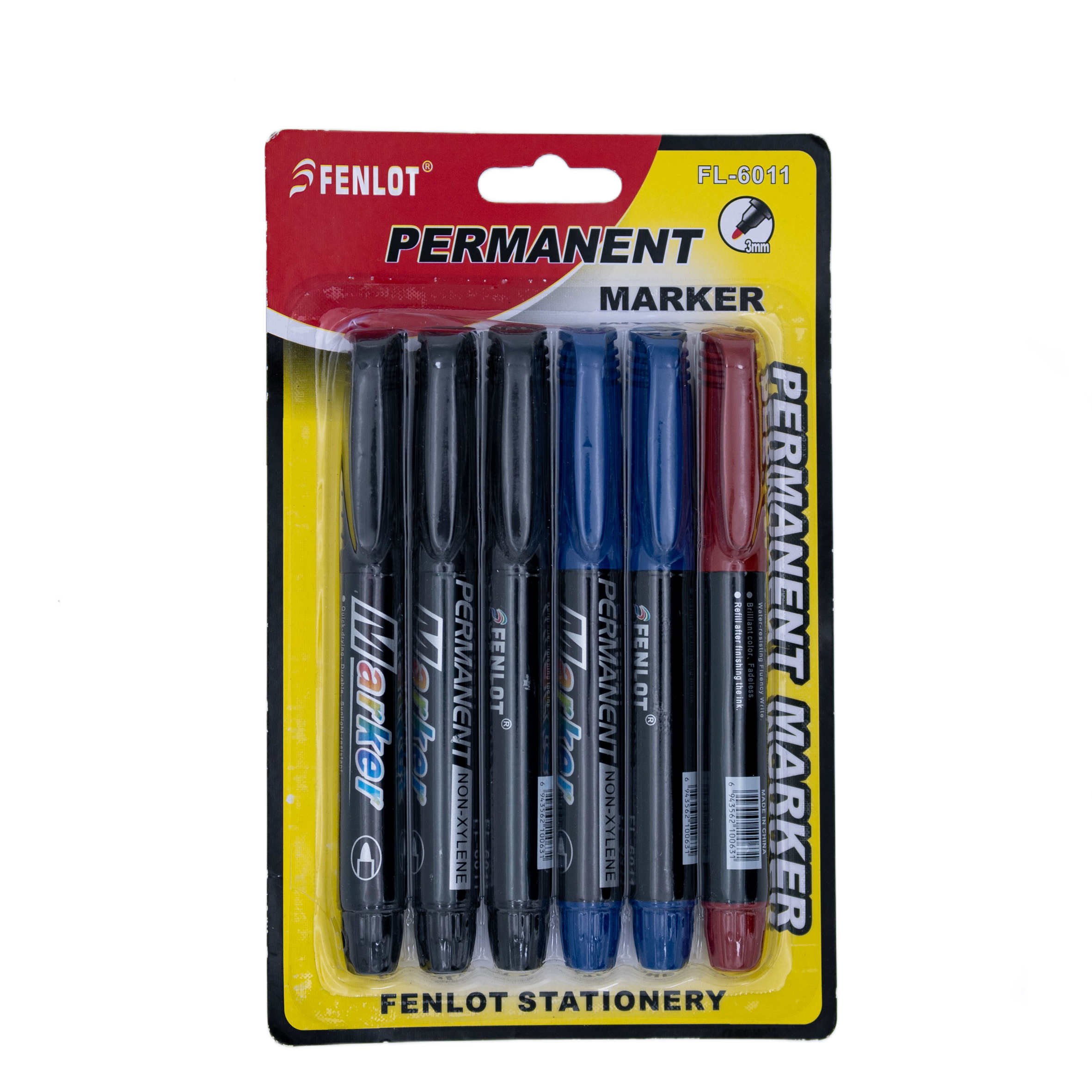 Fenlot Round Tip permanent marker 6pcs Blister