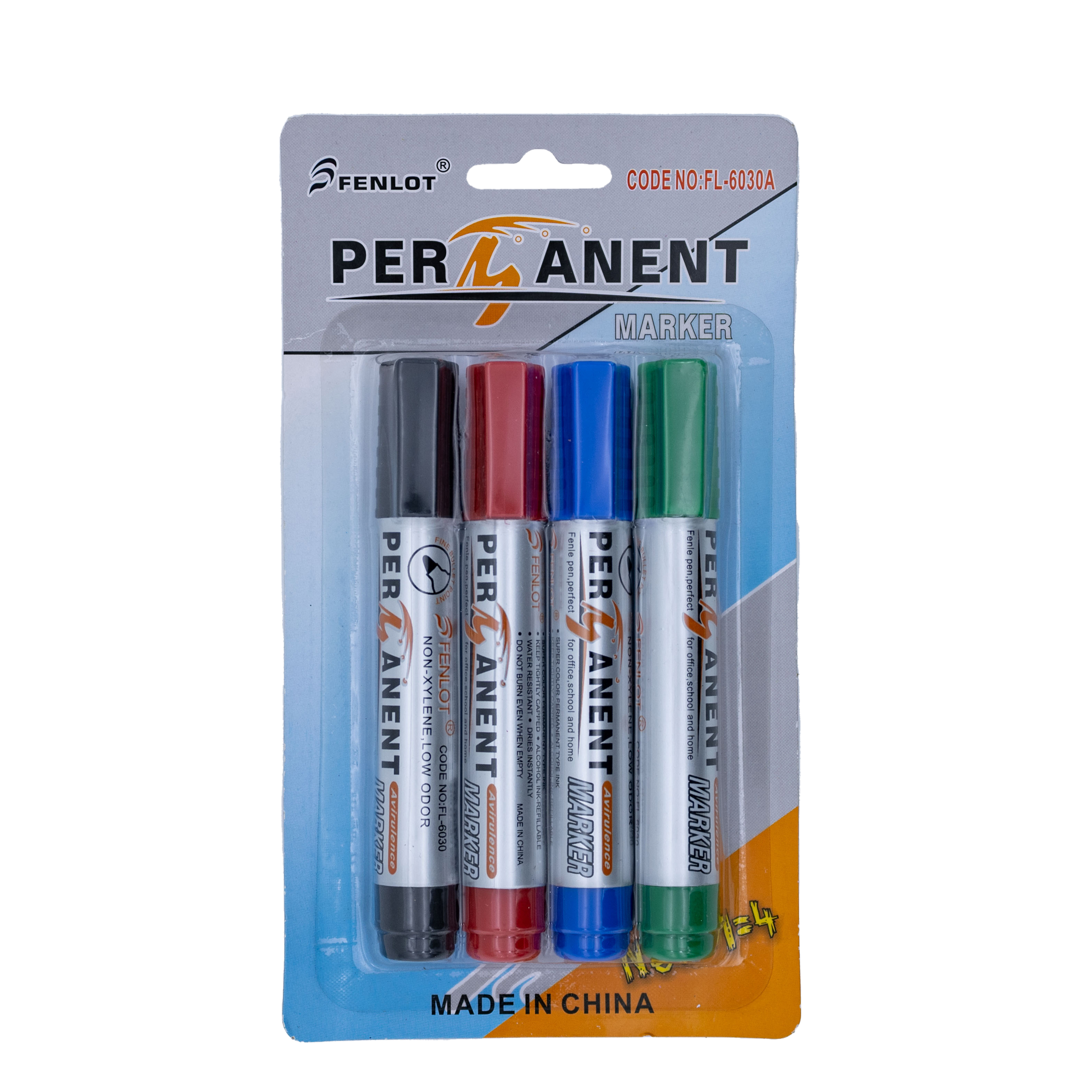 Fenlot Round Tip Permanent marker 4pcs Blister