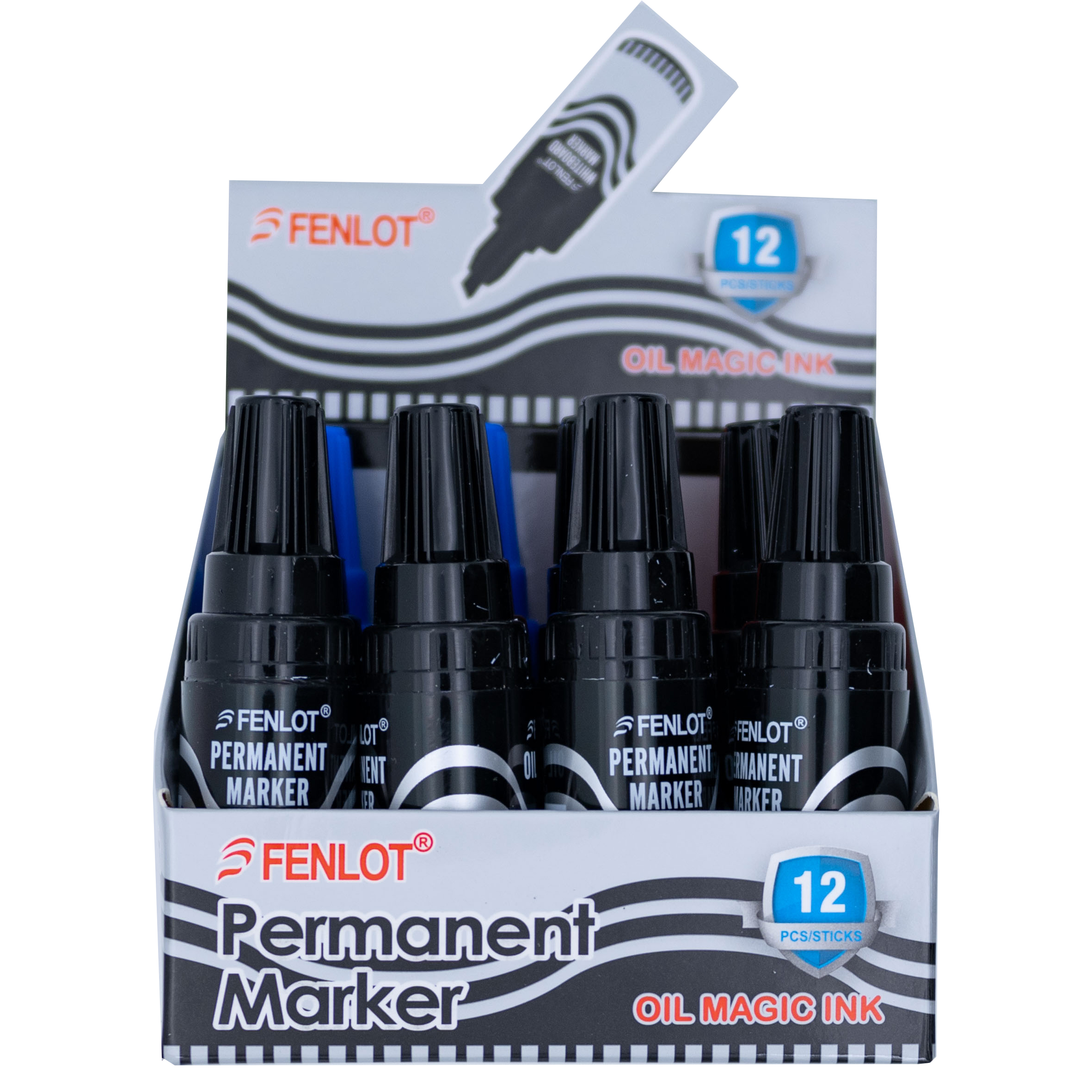 Fenlot 7mm Chisel Tip Permanent marker 12pcs Paper Box