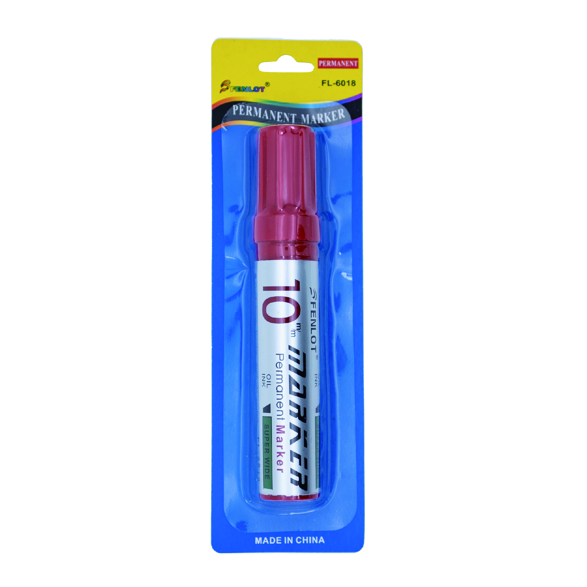 Fenlot Premium Quality Red 10mm Chisel Tip Jumbo Permanent marker 1pcs Blister