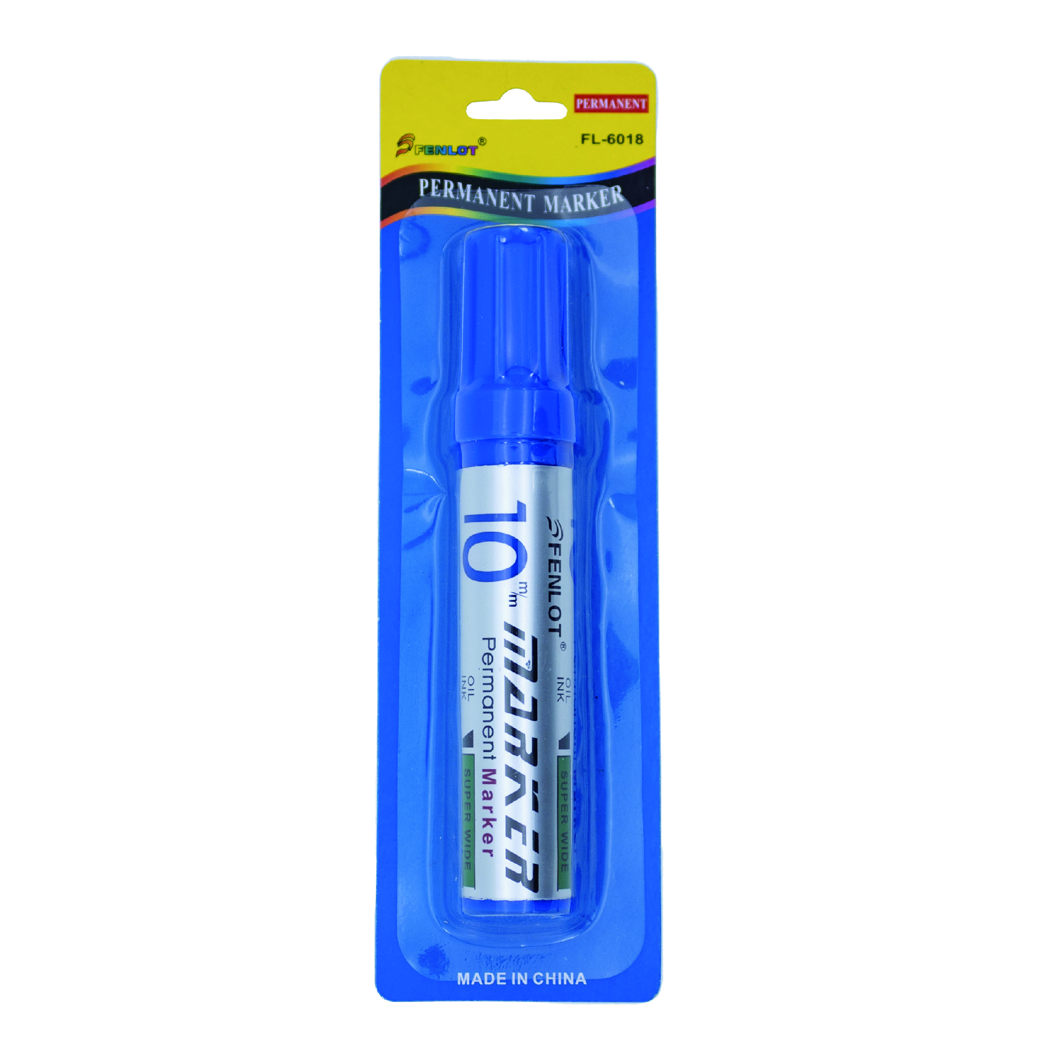 Fenlot Premium Quality Blue 10mm Chisel Tip Jumbo Permanent marker 1pcs Blister
